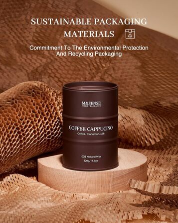 Ароматичні свічки M&SENSE з натурального соєвого воску, натуральна соєва свічка для домашнього декору, тривалий час горіння до 70 годин, класні подарунки-свічки для чоловіків і жінок (320 г, кава капучино)