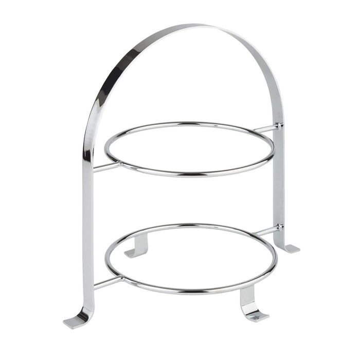 Стійка для сервірування APS високоякісна хромована металева підставка для торта на 3 тарілки з максимальним Ø 27 см - загальна висота 43 см (тарілки в комплект не входять) (2 тарілки - Ø 27см)