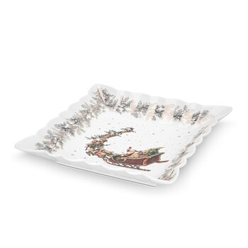 Блюдо Fissman CHRISTMAS квадратне 22,5х22,5 см з різбленою кромкою порцеляна (14018)