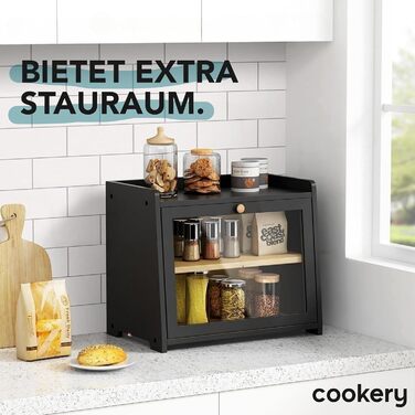 Хлібниця дерев'яна з 2 рівнями для зберігання хліба з бамбука 40 х 25 х 33,5 см Cookery