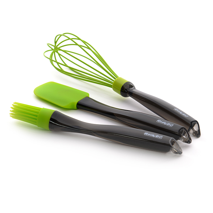 Набір з лопатки, вінчика та пензлика CookCo, зелені, 3 шт.