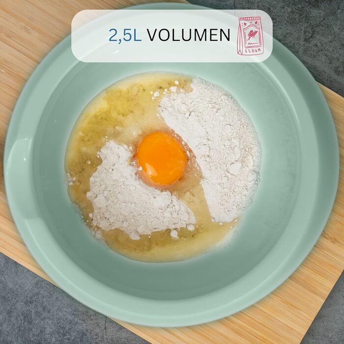 Миска для змішування та випікання з двокомпонентною кришкою, 2,5 л, з носиком, пластикова, біла/яблучно-зелена, 3153227A (м'ятно-зелена/біла, з кришкою)