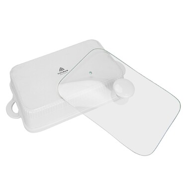 Прямокутна форма для запікання Fissman 31,5х22,5х6,5 см / 2,2 л зі скляною кришкоюпорцеляна (14157)