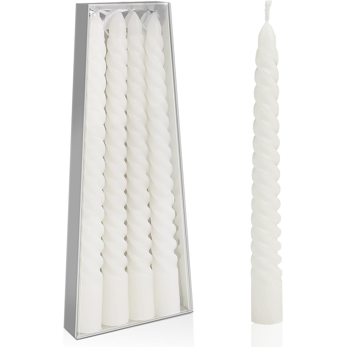 Набір з 4 конічних спіральних свічок 2 x 20 см, білий Bolosa