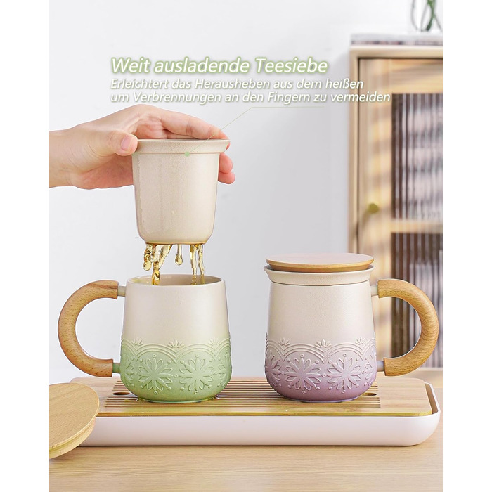 Чашка для чая с крышкой и ситечком 420 мл Zens