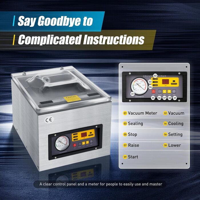 Камерний вакуумний пакувальник з нержавіючої сталі 3-в-1 120 Вт SICHENSH
