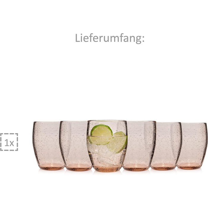 Набор бокалов для питья Singer Porto Набор стеклянных бокалов из 6 предметов на 6 человек, стакан для воды, разноцветный, уникальная огранка, повседневный, семейный ужин, офис, набор стаканов для сока на открытом воздухе 310 мл (London Brown 6 шт.)