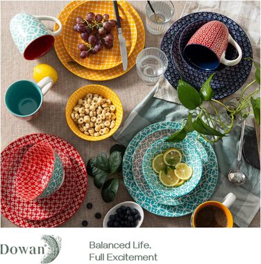 Набір керамічного посуду на 4 персони, 16 предметів, різнокольоровий Vibrant Joy Dowan