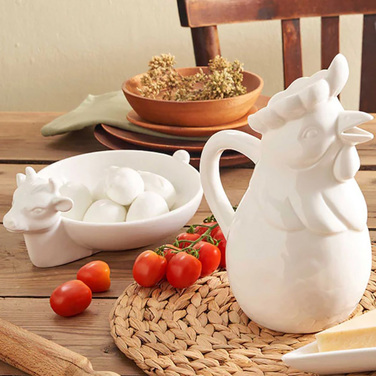 Тарілка для моцарелли La Porcellana Bianca FATTORIA, 'корова' порцеляна, 27 х 18 х 11 см