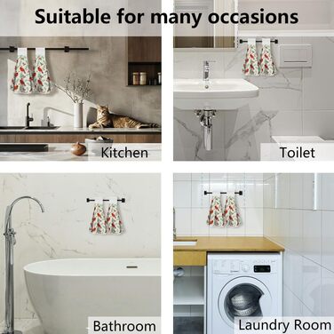 Набор из 2 рождественских кухонных полотенец 31,5 x 34,5 см с подвесной петлей, Рождественские птички WADORN