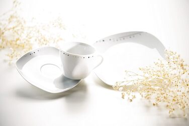 Серія Fadilla, порцеляновий набір посуду на 6 персон, білий, чорний, сірий (комбінований сервіз 30 шт. )