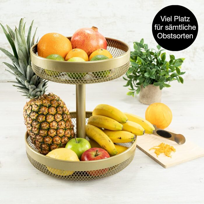 Подставка для фруктового торта Металл - Корзина с фруктами Подставка для торта - Подставка для торта с фруктовой чашей (золотая, круглая)