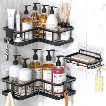 Набір кутових полиць для душу, 3 предмети, чорний YASONIC