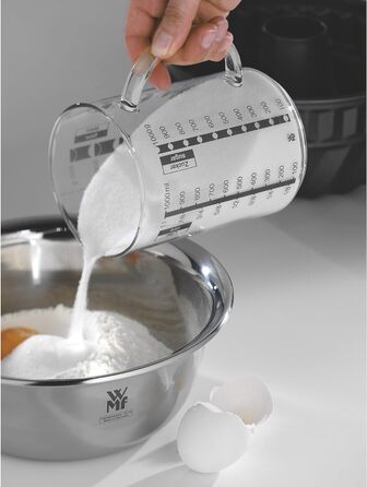 Пластиковая разделочная доска WMF Touch 32 x 20 см, Разделочная доска с канавкой для сока, Доска для разделки мяса, Удобная разделочная доска для лезвий, (Черная, комплект с мерным стаканчиком)