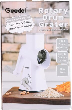 Терка для сиру/овочів із 3 знімними лезами білий Geedel
