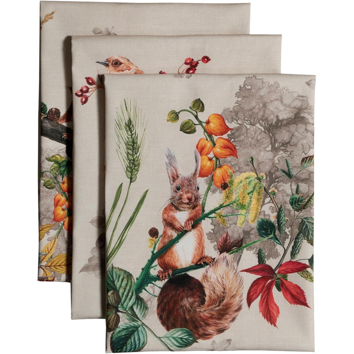 Набір з 3 багатоцільових кухонних рушників Maison d&39 Hermine Сільське Різдво зі 100 бавовни Барні рушники День подяки/Різдво (50 см x 70 см) (12 - Recolte)