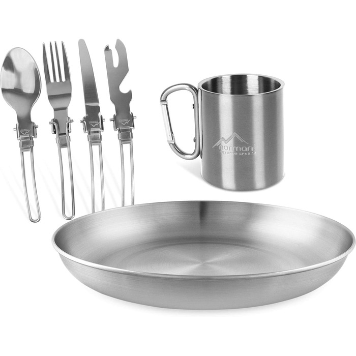 Набір столового посуду для кемпінгу, 6 предметів, металік Normani