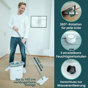 Набір швабри з відром 140 см WONDERHOME