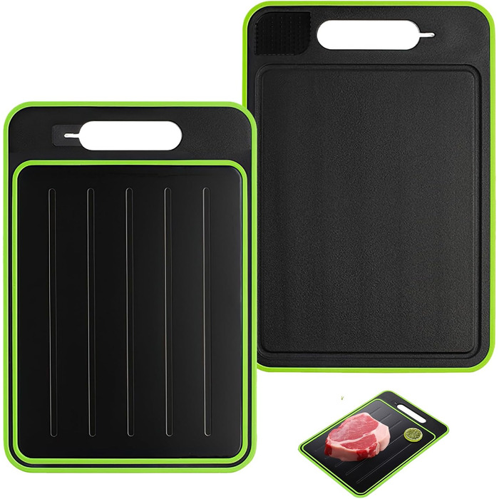Доска для размораживания и нарезки 31 x 21 см, черный/зеленый UptVin