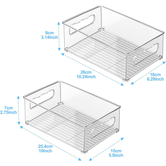Набір холодильників-органайзерів 9 упаковок (3 розміри) Холодильник-органайзер, кухонний органайзер для комори, морозильної камери, шафи, ящика, офісу (2 розміри 6 упаковок)