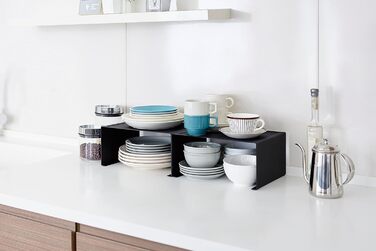 Штабелируемая кухонная полка, сталь, минималистичный дизайн (черный), 3791 TOWER