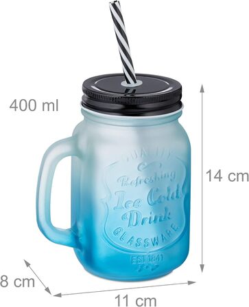 Стаканы для напитков с крышкой и трубочкой 400 мл Relaxdays