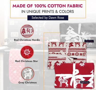 Набір з 2 різдвяних кухонних рушників Christmas Nordic 50 x 70 см червоний Ragged Rose