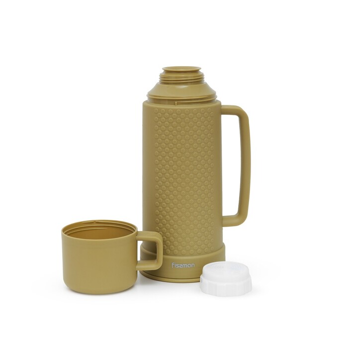 Термос Fissman 600 мл, колір зелений пластиковий корпус зі скляною колбою (19853)