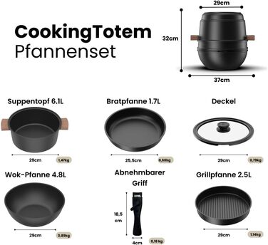 Набір кухонного посуду, 6 предметів CookingTotem
