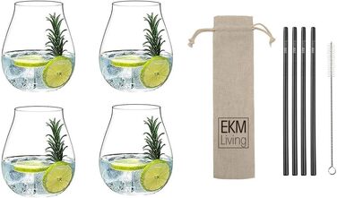 Набір з 4 келихів для джин-тоніка із трубочками з нержавіючої сталі, чорні Gin Set Classic Riedel