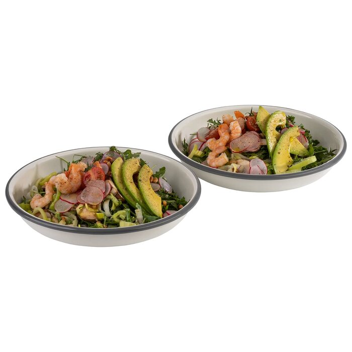 Набор из 2 глубоких эмалированных тарелок Ø 22 см, кремово-белый с серым ободком Emaille APS