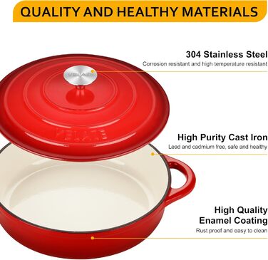 Чугунная кастрюля для выпечки хлеба 28 см, 3.5 л. Velaze