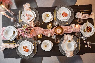 СПІВАЧКА Порцеляновий столовий сервіз Bilgola Black Lines, набір посуду з 18 предметів на 6 персон, набір тарілок, квадратний столовий сервіз 18 шт.