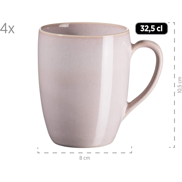 Набір посуду MSER 931545 Ossia для 4 осіб у середземноморському вінтажному образі, комбінований сервіз із 16 предметів у рожевому кольорі, кераміці