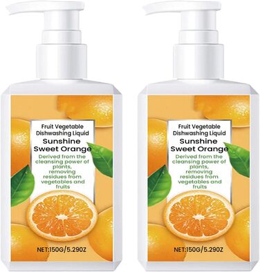 Засіб для миття фруктів та овочів, натуральні продукти, незамінне очищення, засіб для миття посуду без післясмаку (2 пляшки)
