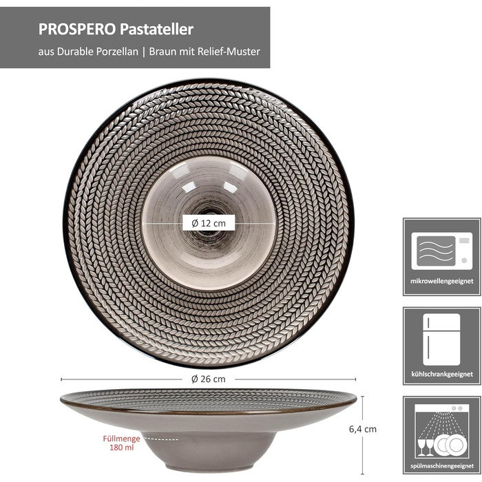 Набір із 6 тарілок для пасти 26 см MÄSER