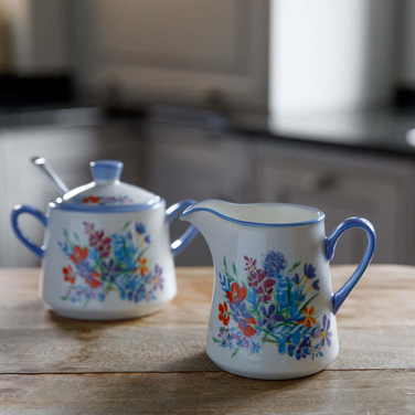 Глечик для вершків London Pottery VISCRI MEADOW, кераміка, слонова кістка/васильковий синій, 250 мл