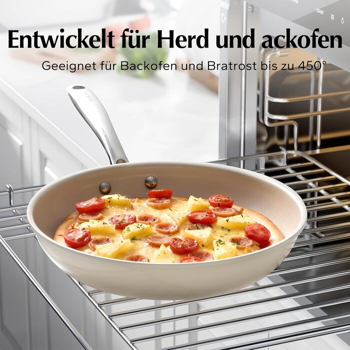 Набор из 3 керамических индукционных сковородок 20/24/28 см, бежевый Redchef