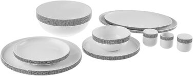 Набір кістяного посуду Karaca Streamline Fallon нового покоління, 59 предметів, 12 персон, новий кістяний обідній сервіз, виготовлення та дизайн, декоративний, натуральний, їдальня