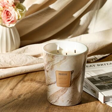 Велика ароматична свічка M&SENSE Чорні ароматичні свічки у склянці Ароматизована свічка з натурального соєвого воску Розслаблююча ароматерапія Подарунок для жінок та чоловіків, Різдво Час горіння 75 годин та 2 ґноти (Black Air, 990 г)