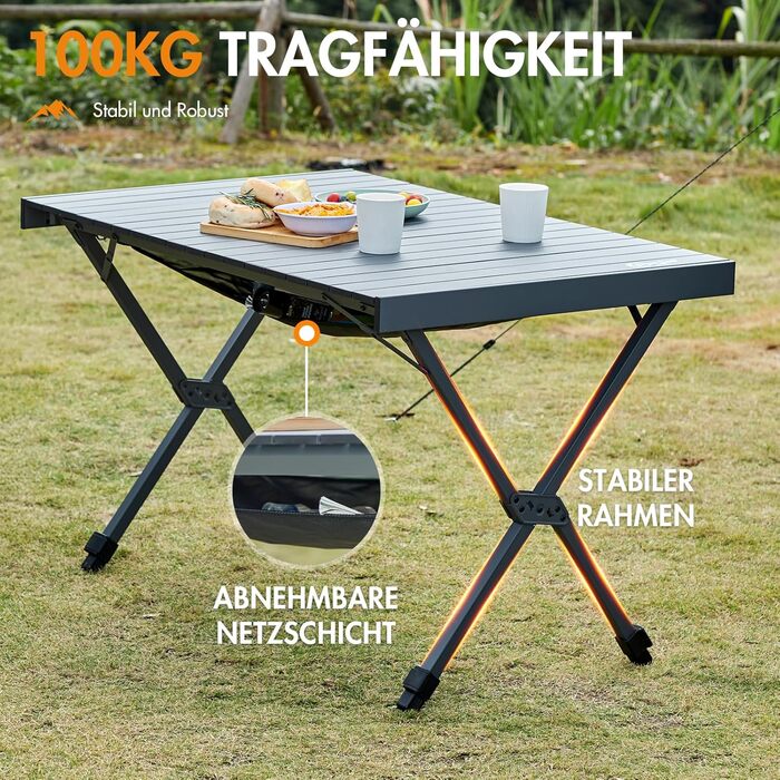 Складной кемпинговый стол 108 х 71 см черный Portal