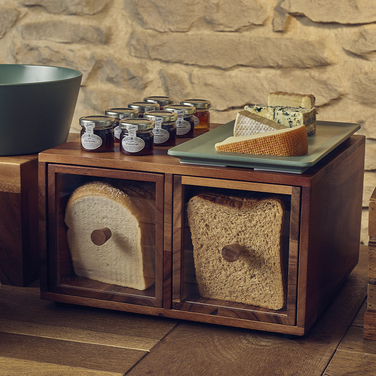 Хлебница деревянная двойная 34.5*32.5*h 19 см, Acacia Wood, Genware