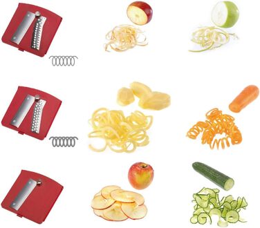 Ручний спіральний різак для овочів Westmark з 2 ріжучими конусами та фіксатором, нержавіюча сталь/пластик, антрацит/червоний, 11622260 (Spiromat Овочечистка)