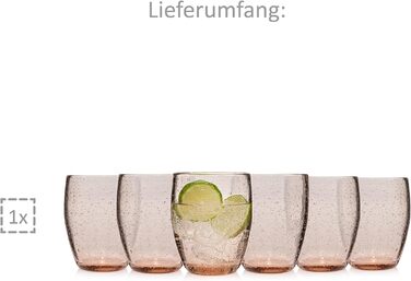 Набор бокалов для питья Singer Porto Набор стеклянных бокалов из 6 предметов на 6 человек, стакан для воды, разноцветный, уникальная огранка, повседневный, семейный ужин, офис, набор стаканов для сока на открытом воздухе 310 мл (London Brown 6 шт.)