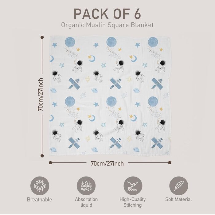 Набір із 6 рушників для дітей 70 х 70 см GLLQUEN BABY