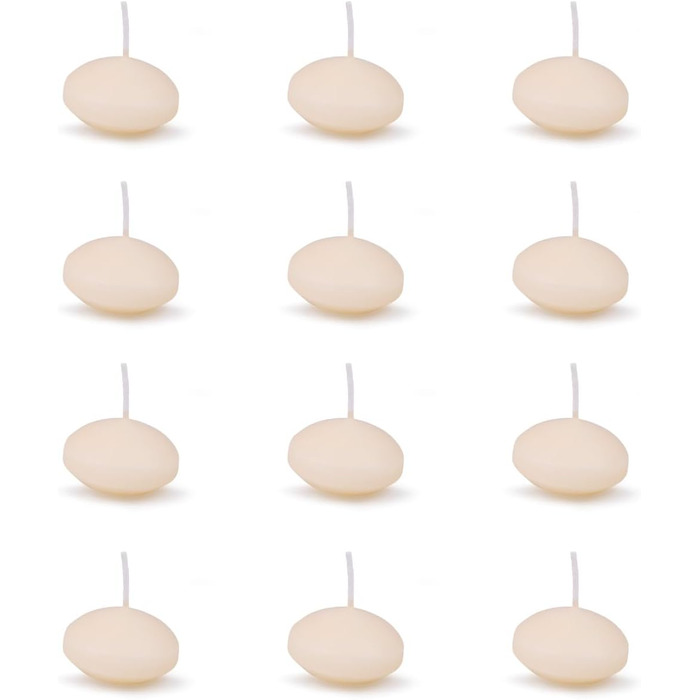 Набір плаваючих свічок DONAU HOME/ / 12 шт. / 2,8 x Ø 4,8 см / час горіння 4 години / Плаваючі воскові свічки без парфумів / Плаваючі теплі чайні свічки / для вечері, весілля, басейну 12 шт. (овальна форма, 12 шт. , кремові)