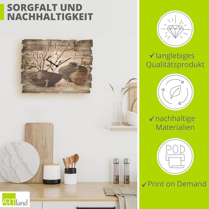 Настінний годинник без цокання 40 x 30 см ARTLAND