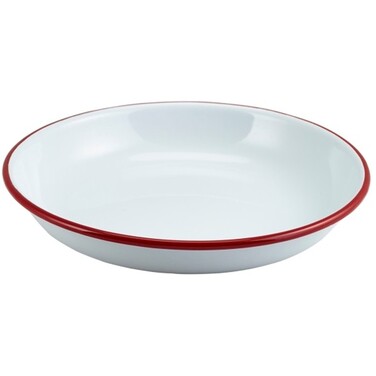 Тарілка глибока, 24х4 см, емаль, червоний обідок, GenWare