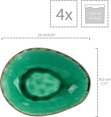 Співачка Набір мисок для макаронних виробів Palm Beach, 4 шт. и, миска для миски, унікальний дизайн, розширюється 1200 мл, макарони 4 шт.