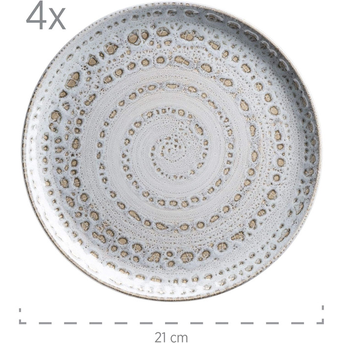 Набор посуды с ручной росписью MSER серии 931743 Spicy Market на 4 персоны в средиземноморском винтажном дизайне, комбинированный сервиз из 16 предметов из керамики, керамогранит (синий)